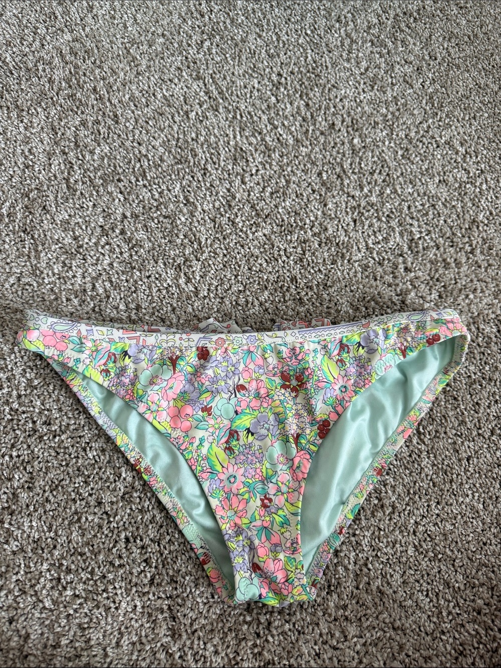 Victoria's Secret Floral Bikini Bottoms in Mint and Pink Multi